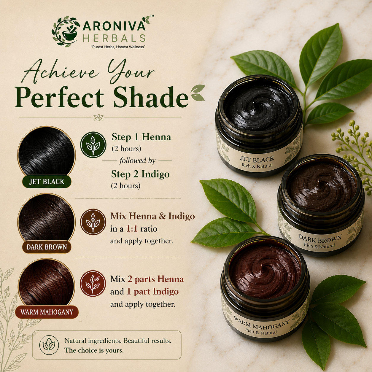 Aroniva Herbals Natural Henna and Indigo Powder Combo (200g + 200g) thumbnail 2