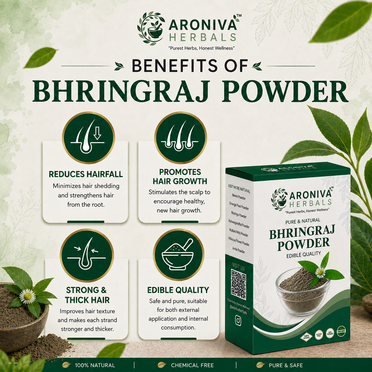 Pure Bhringraj Powder (Karisalankanni) - Ruler of Hair thumbnail 3