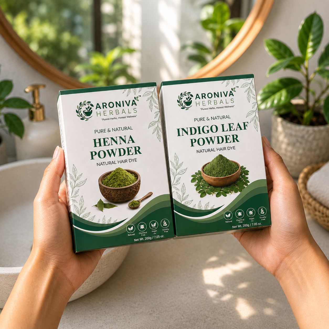 Aroniva Herbals Natural Henna and Indigo Powder Combo (200g + 200g) thumbnail 4