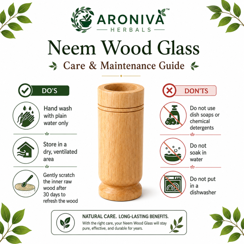 Aroniva Herbals 100% Natural Neem Wood Glass | Purifying & Detox Tumbler thumbnail 3